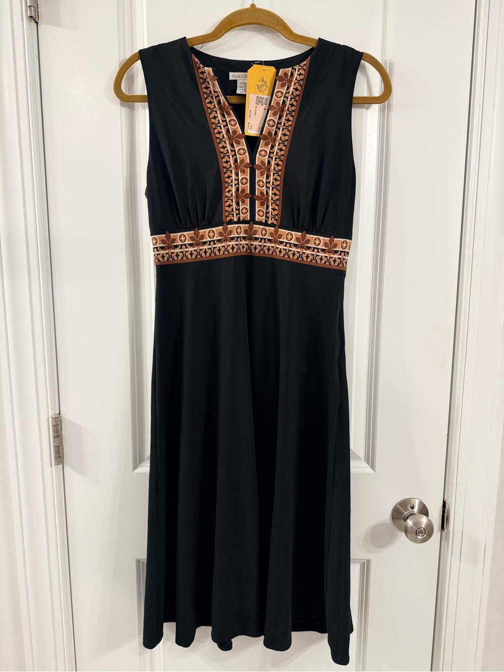 Maggy London Dark Brown Vintage Boho Dress- (sz 6)